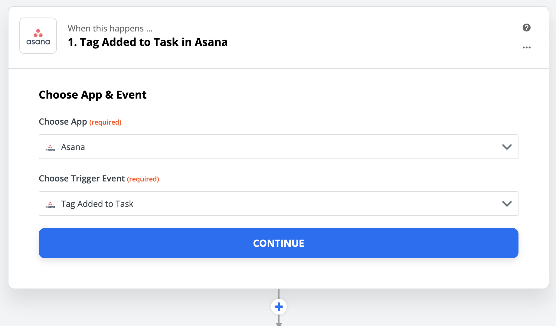 Creating a Zap with tagging in Asana as the Trigger Event