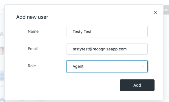 Adding a test agent to Zendesk