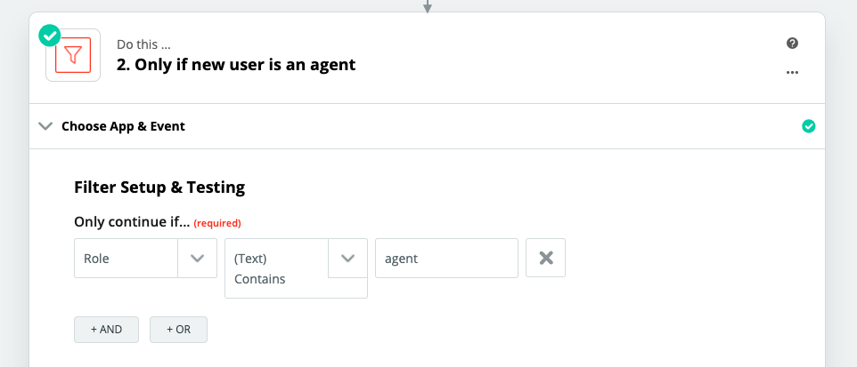 Filtering on role of agent