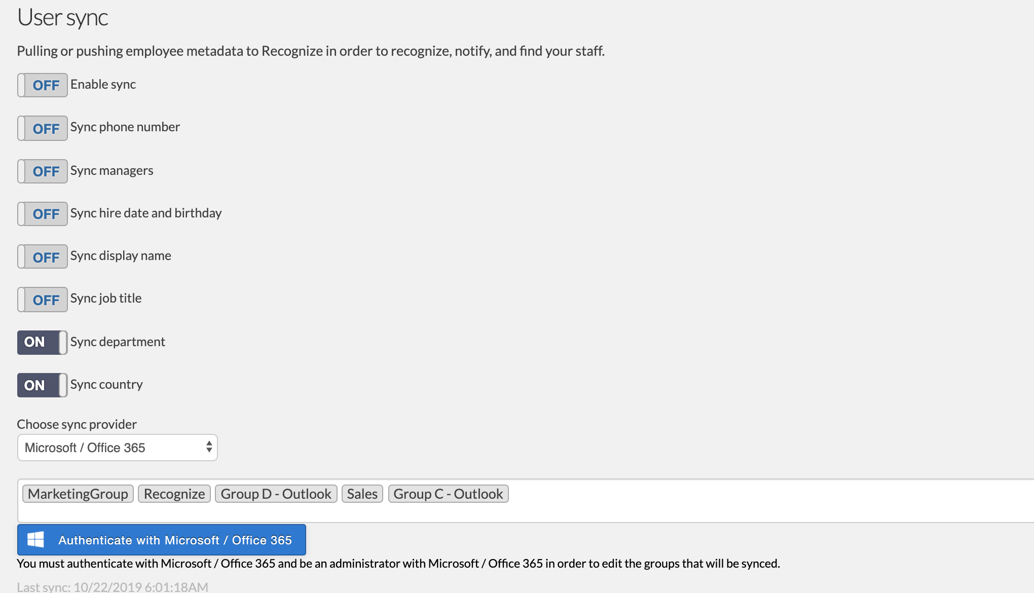 User Sync with Recognize