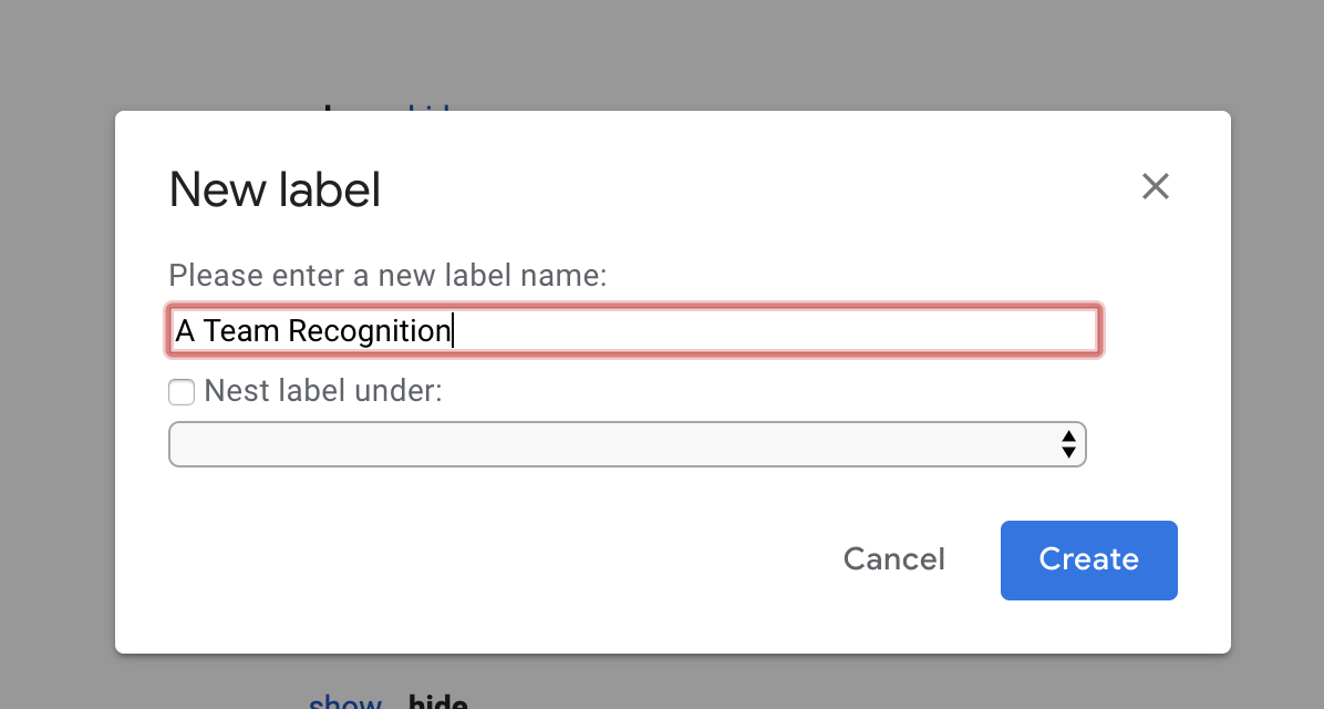 Create label in Gmail