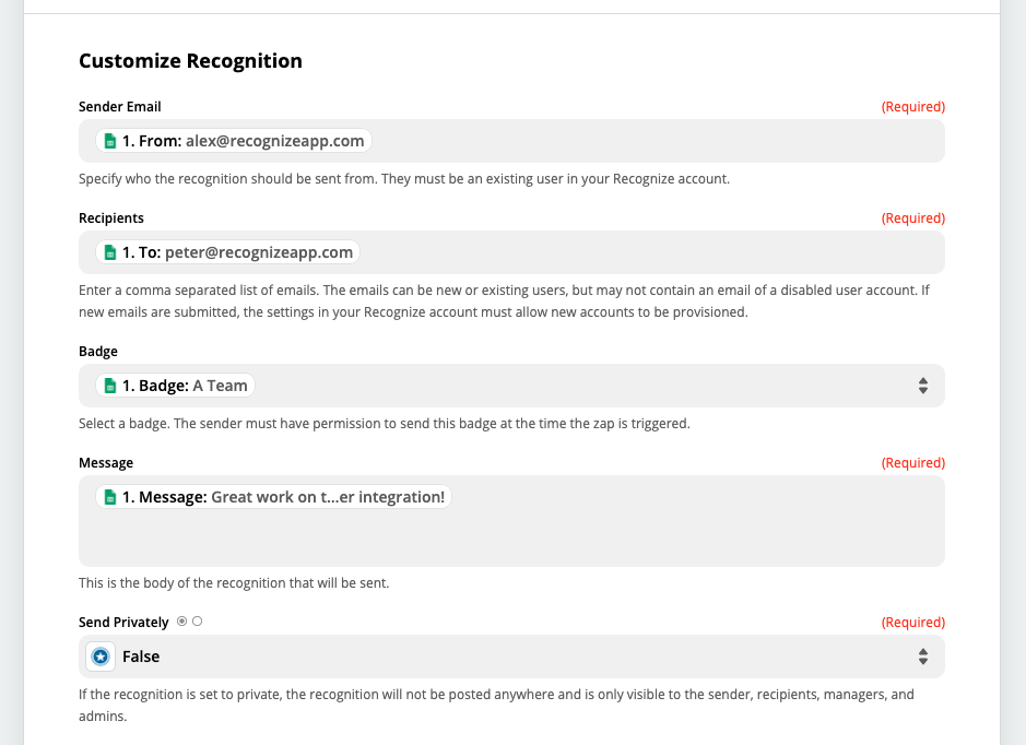 Customizing the recognition