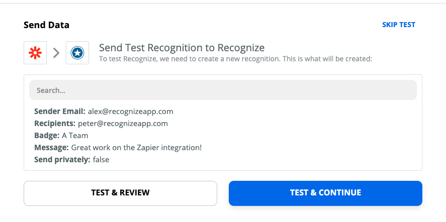 Test the recognition