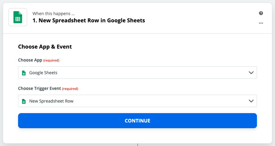 Google Sheets choices in Zapier