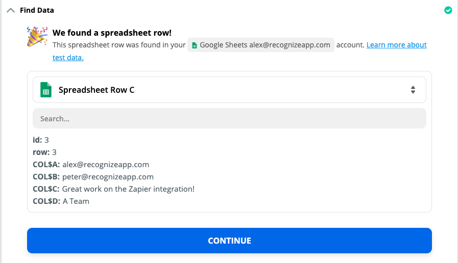Find the data in Google Sheets