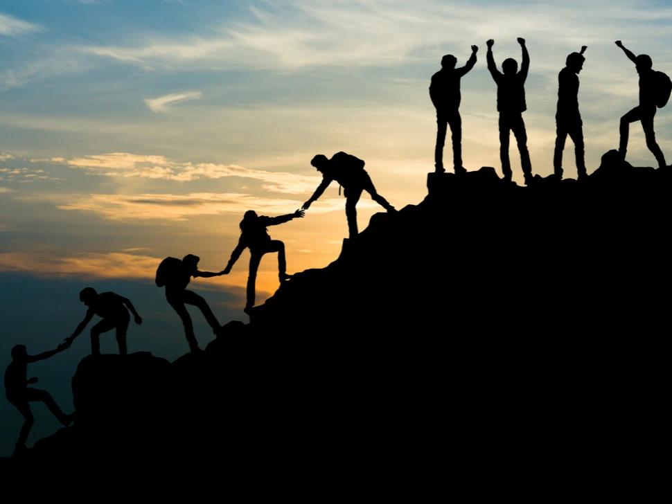 People climbing mountain