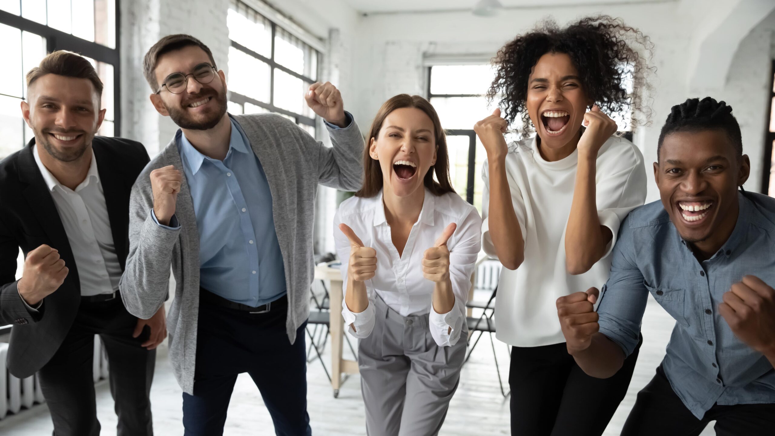happy employees engaging together for success