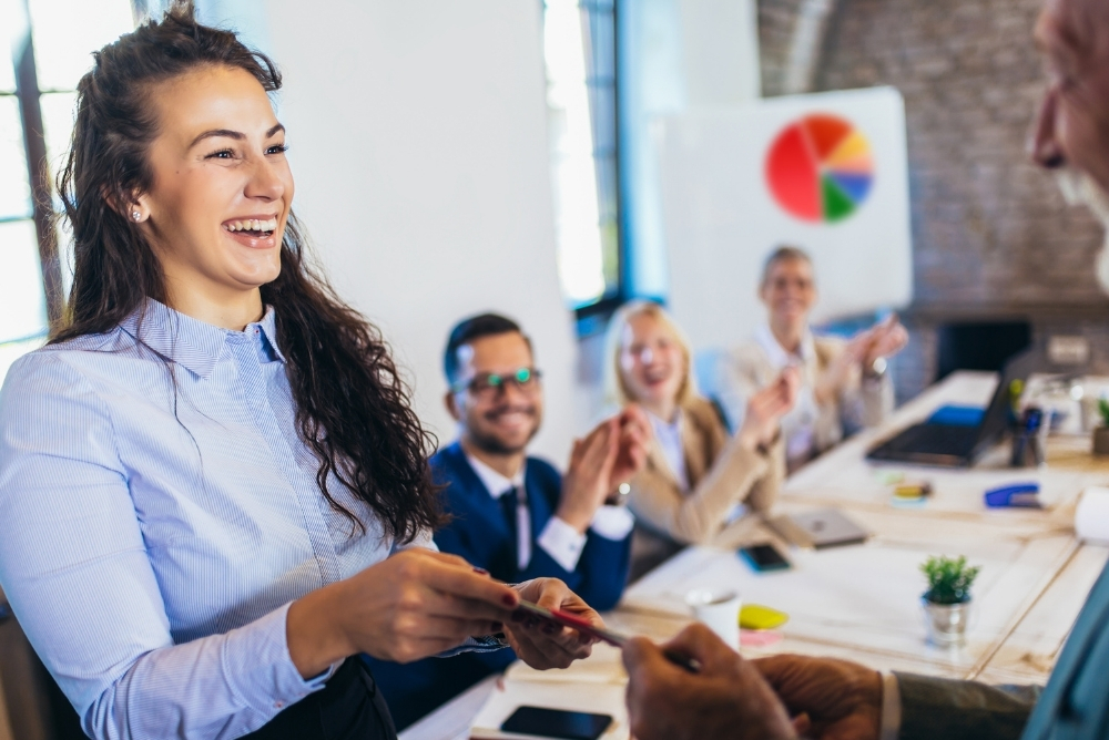 employee receiving rewards