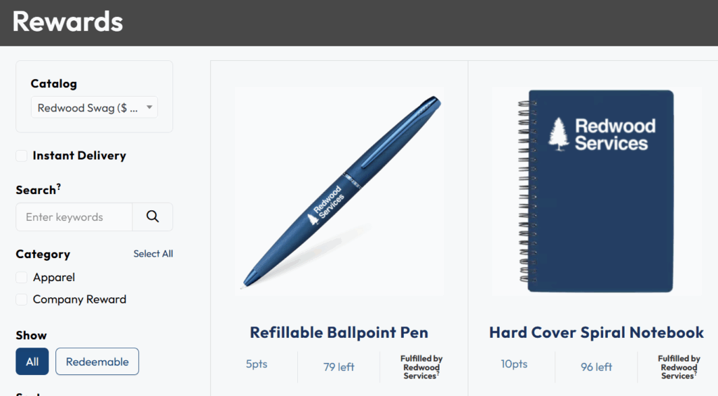 company swag rewards