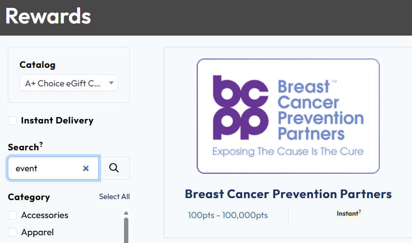 event reward options