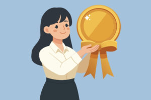 Employee holding an award symbolizing recognition and appreciation