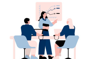 Manager presenting performance insights during a team strategy meeting