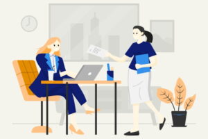 Employee and manager discussing tasks and responsibilities