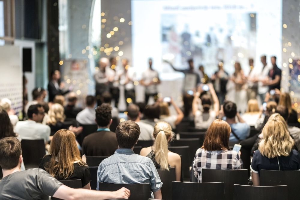 Credit union employees attending a team recognition awards event